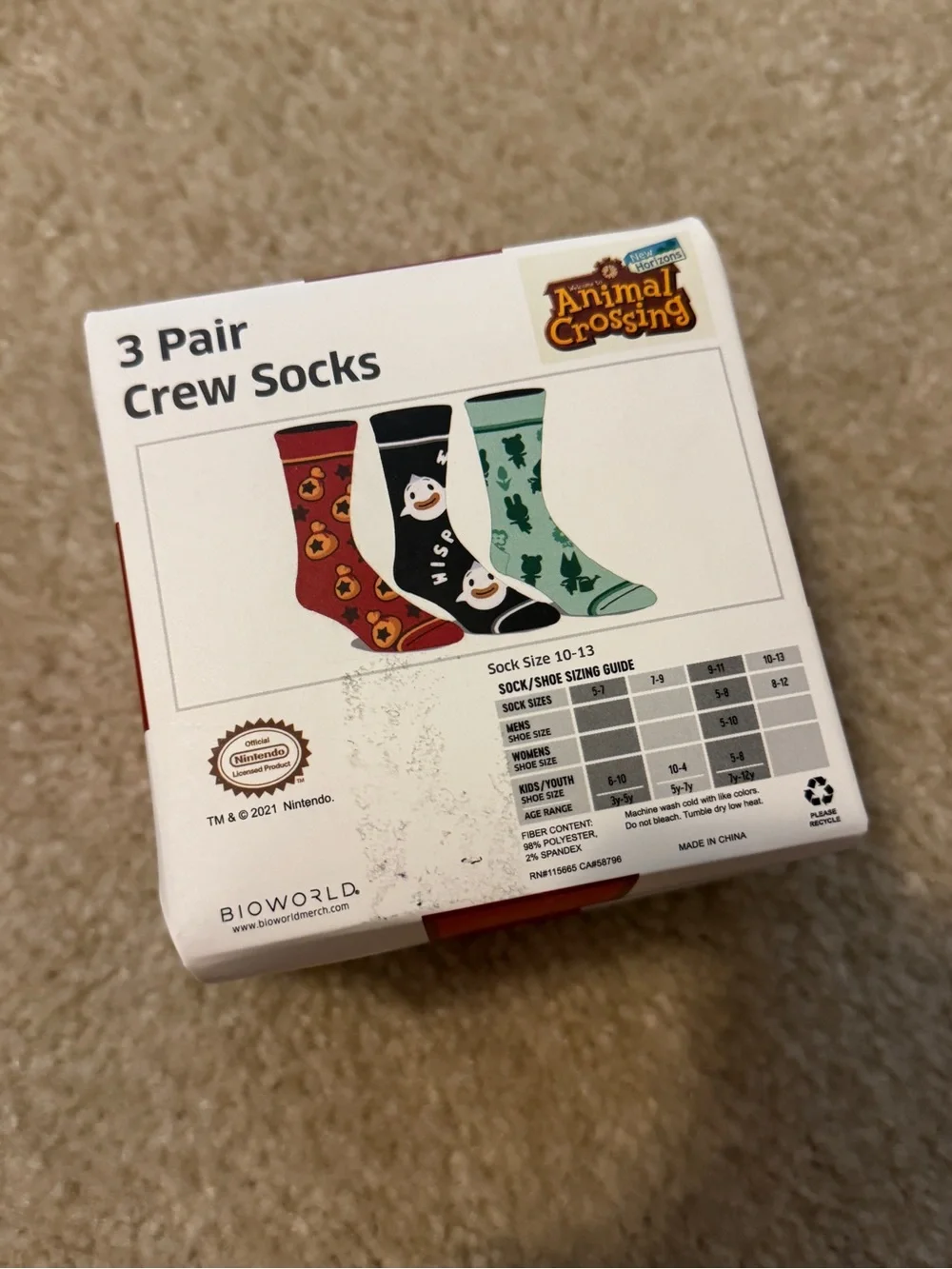 Bioworld Nintendo Animal Crossing crew socks 3 pairs gift set